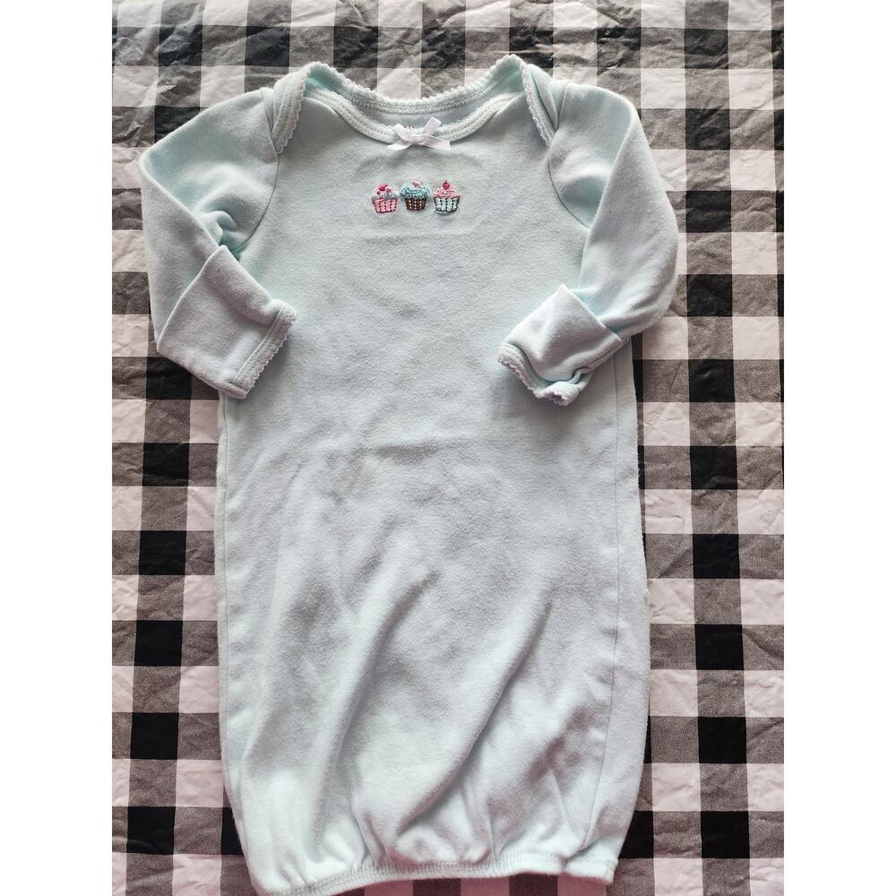 Little Me 0-3 month light blue gown